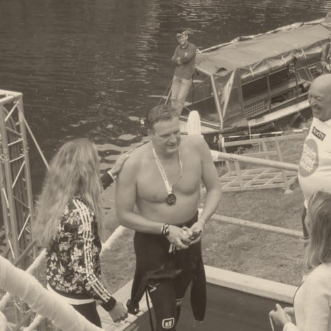 Arthur de Rouw tijdens Swim to Fight Cancer in 2014